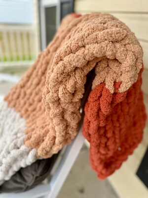 Tan chunky knit blanket sale